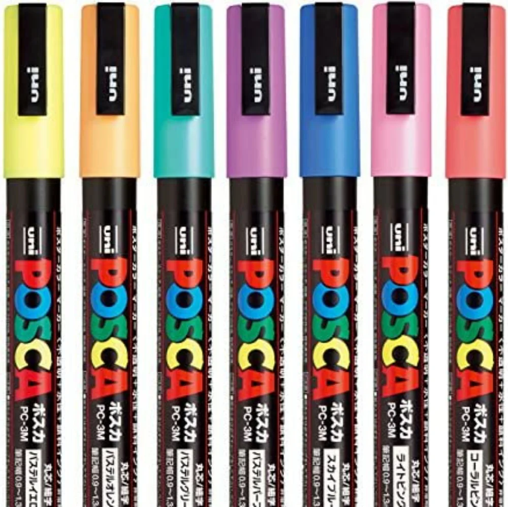 New Uni Posca Paint Marker Pen Fine Point Set of 7 Natural Colors PC-3M 7C